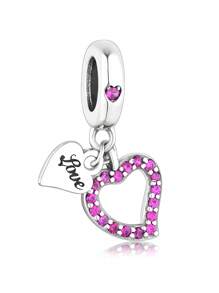 HuooNew 1 pieza Colgante de perla con corazón hueco de piedra de circonita en plata de ley 925, apto para manualidades de joyería, unisex para fiestas