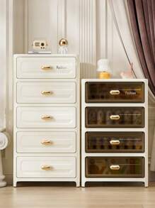 3/4/5 Layers Of Transparent Panel Rolling Multi-Purpose Storage Drawers - Single Door Collapsible Locker - , Plastic Drawer Storage,Space-Saving Kitchen Storage Shelves For Storing Snacks, Drinks, Bookshelves, Clothing Suitable For Kitchen,Living Room,Study Closet,Bathroom