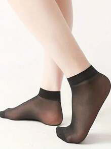 20 Pairs Women Plain Ankle Socks, Thin Breathable Casual Summer Socks - Black - View 5