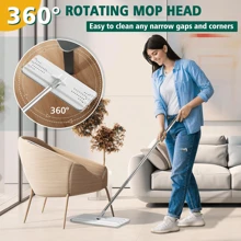 PokEpic Mop And Bucket With Wringer Set, Hands Free Flat Floor Mop And Bucket, 6 Washable Microfiber Pads Included, Wet And Dry Use, Home Floor Cleaning System For All Floor Types And Windows - White - View 7