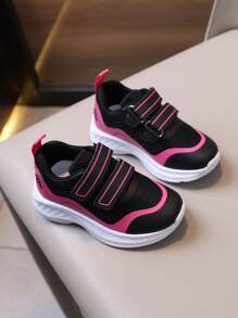 1 par de zapatillas deportivas transpirables para niños, zapatillas de tenis antideslizantes y ligeras con cierre de , adecuadas para niños, niñas, correr, interior/exterior, juegos de pelota, vacaciones, todas las estaciones - Rosa Fucsia - Ver 5