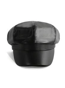 1pc Unisex Fashionable PU Beret Hat, Suitable For Small Head Size, Retro Casual Versatile Sun Hat, Ideal For Spring/Summer Outdoor And Street Style, Can Be Given As Gift
