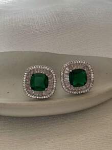 宫廷方晶锆石方形耳钉，简约高端优雅女士耳环 - 幾何 - 查看 9