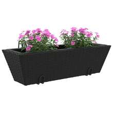 vidaXL Planters 2 Pcs With Hooks Poly Rattan Black
