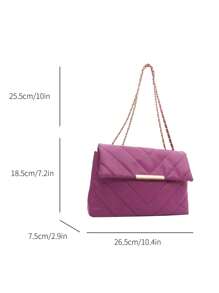 Nova bolsa de ombro feminina bordada com linhas de prensagem em grade rômbica, corrente, grande capacidade, bolsa transversal simples e elegante para deslocamento diário