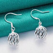 Hot 925 Silver Plated Earrings Fashion Jewelry Elegant Woman Charm Twist Wavy Round Drop Earrings Trendsetter Christmas Gifts - Silver - View 2