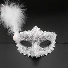 Sanrio 1pc Carnival Party Mask, Masquerade Mask For Women, Feathered Princess Mask For KTV, Pool Party, Sexy Half Face Mask, Costume Mask