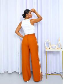 Striped Palazzo Pants - Orange - View 4
