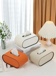 De deksel van de PU-leren tissuebox, een moderne, licht-luxueuze, hoogwaardige elliptische tissueboxhouder, een creatieve tissuebox, is een decoratief opbergitem met magnetische sluiting, geschikt voor woonkamers, nachtkastjes, slaapkamers, bureaus en badkamermeubels.