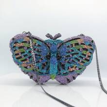 Women's Elegant Butterfly Rhinestone Evening Bags Luxury Crystal Clutch Wedding Party Cocktail Handbag Purse