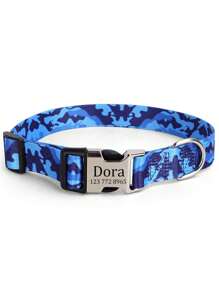 Collar personalizado para perro, con patrón de camuflaje, placa de identificación grabada con nombre personalizado y ajustable, para evitar que se pierda la mascota - cuello - Ver 10