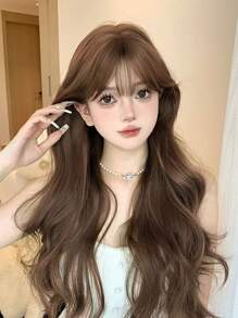 XIXISNOW Long Wave 24 Inch Natural Woman Wigs High Quality Flax Brown Wig For Women Daily Use