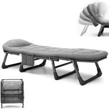 [6-Speed Adjustable Sleeping Bed] 6-Speed Adjustable Sleeping Bed, Folding Camping Bed, Portable Folding Bed, Comfortable Mattress And Pillow, Breathable Fabric, Thick Steel Frame, Free Blanket And Eye Mask, Nap Nap Bed, Single Companion Bed, Suitable For Outdoor Office Home Use.