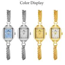 一款时尚精致的女士石英表，采用金色和银色表壳、方形表盘、不锈钢表带和独特设计，非常适合日常佩戴。型号 FA1852。