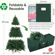 7.5 Ft Extra Large Christmas Tree Storage Bag With Reinforced Handles And Dual Zippers For Wide Opening (Green),Boho Vibes
