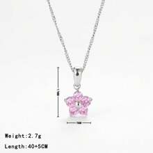 1pc 18K Gold Plated Stainless Steel Cubic Zirconia Flower Necklace, Suitable For Couples Everyday Wear