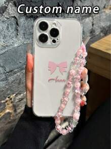 1pc Customized Name Painted Butterfly Decor Thick Shockproof Soft Phone Case With DIY Beaded Bracelet Strap, Compatible With IPhone 16, 16 Pro, 16 Plus, 16 Pro Max, IPhone 15 Pro Max, Apple IPhone 13, P14, P11, P12, XS, XR, 7/8, 7/8 Plus, Galaxy A50, A12, A32, A52, A72, A51, A21S, A13, A14, S22 Ultra, S23, A33, A53, S20 FE, Redmi 11, 12 Pro, 12, 12X, Note 11, 9A, 9C, Poco X3 NFC, Redmi 10, 9, Note 9, 12C, Note 11 Pro, Redmi 10C, Note 8 Pro - Multicolor - View 3