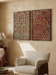 2 Pieces Flower Posters Arabic Print Picture Islamic Wall Painting Vintage Wall Arts Aesthetics Art Printing Fashion Room Decor Living Room Wall Decoration No Frame Gifts Birthday Graduation