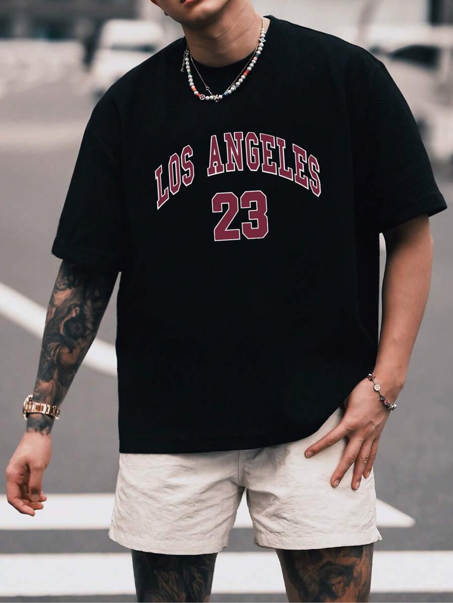 Grunge Punk Men's Retro Street Graphic Printed Loose Fit Short Sleeve T-Shirt, Summer High Street Vintage