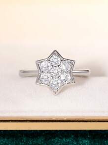 1 pieza Anillo con charm de circonita cúbica para adolescentes, regalo de cumpleaños, joyería para fiesta, decoración diaria