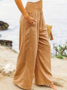 Nouveaux pantalons larges décontractés à taille haute et coupe ample pour femmes, saison d'automne - Camel - Voir 3