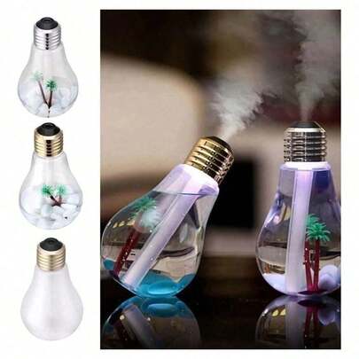 Umidificador LED em Forma de Lâmpada - Difusor de Aromas 3 em 1, Névoa Fria, Luminária Noturna e Decoração Charmosa