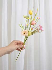 1PC/2PCS/4PCS Spring Artificial Flowers Easter Egg Branches Butterfly Tulip Daisy Carrot Colorful Berry Decoration Wedding Party Family Vase Centerpiece Perfect Easter Decoration Gifts Birthday Graduation