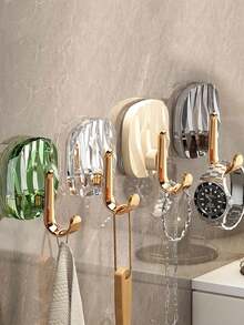 豪华浴室毛巾钩，重型粘性壁挂式免钻挂钩，适用于厨房、盥洗室 - 彩色 - 查看 10