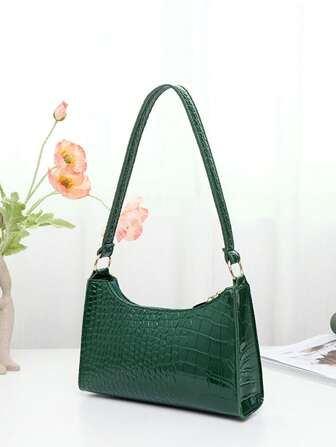 New Silver Glitter Women's Handbag With Detachable Strap And Zipper Closure - Classic Silver, Multifunctional Women Bag