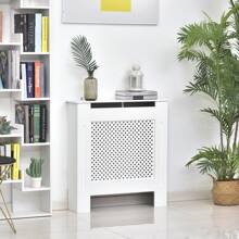 HOMCOM Copritermosifone Moderno a Griglia in MDF, Copertura Termosifone Portatile per Casa e Ufficio, 78x82x19 cm, Bianco - Bianco - Visualizzare 2