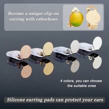 MAGICALCUTDIE 40pcs 4 Colors Stainless Steel Clip-On Earrings Non Pierced Earrings Hypoallergenic Clip Round Earring With Silicone Earring Pad For Jewelry Making