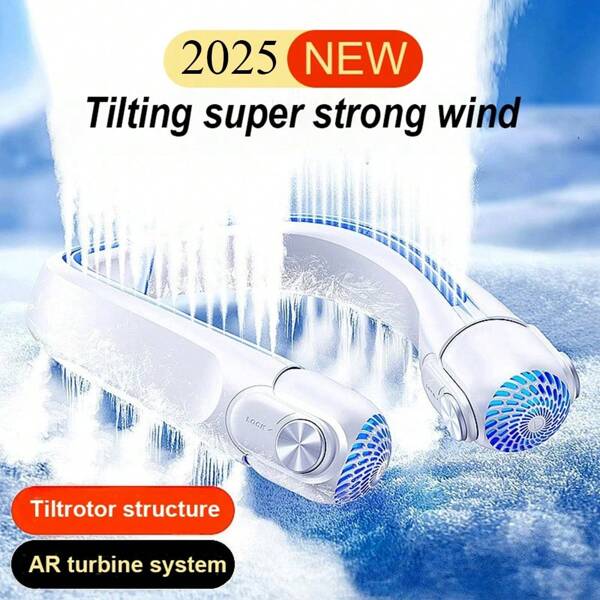 Tragbarer Ventilator, Halsventilatior, Hängender Ventilator, starker Luftstrom, einstellbar, ultra-leise, lüfterloser Ventilator-Design, verwickelt keine Haare, gleichmäßiger Luftstrom auf beiden Seiten, kurze Ladezeit, lange Nutzungsdauer, Sommer Kühl-Tool
