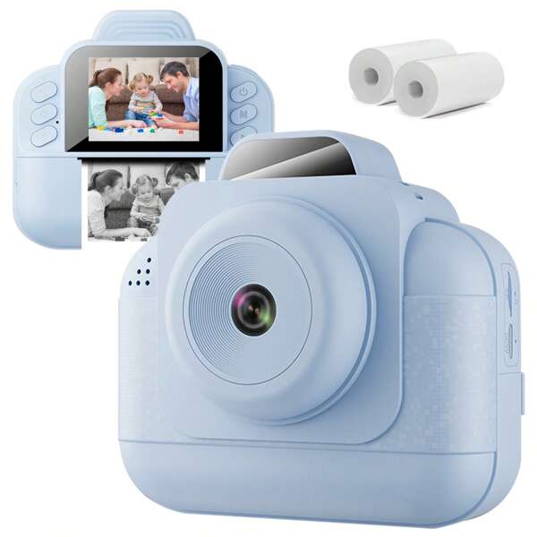 Câmera infantil, câmera instantânea, câmera instantânea infantil com papel para impressão, câmera digital, presente para crianças de 3 a 12 anos. Volta às aulas, Dia do Trabalho, Mastro de Maio, Dia Europeu, Dia das Mães.