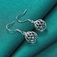 Hot 925 Silver Plated Earrings Fashion Jewelry Elegant Woman Charm Twist Wavy Round Drop Earrings Trendsetter Christmas Gifts - Silver - View 3
