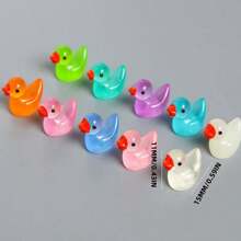 Approx. 50pcs Mini Luminous Resin Ducks, Colorful Glowing Small Duck Statues For Garden Decor, Micro Landscape, Dollhouse, Adult Collectible, Miniature Animal - Multicolor - View 5