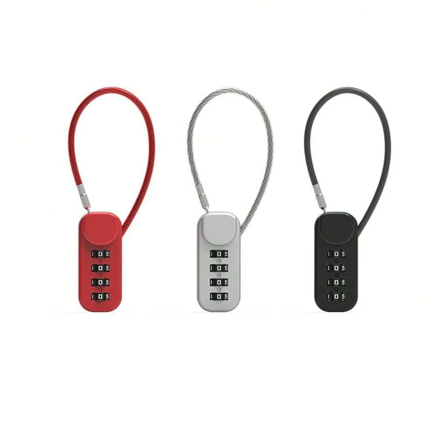 1 件高品质多功能 4 位数字防盗锁，13.5 厘米锌合金数字锁，适用于行李箱行李袋，方形锁，密码钥匙防盗锁带绳，锁带长钥匙扣，锁带长绳，非常适合旅行机场学校自行车可爱礼物