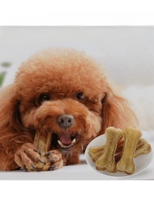 1 Pack Of 10, Containing Pet Dog Teething Sticks, Tooth Cleaning Bone Snacks And Chews - Khaki - View 1