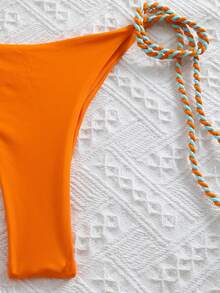 2025新款露背系带性感高档编织比基尼泳衣 - 橘色 - 查看 4