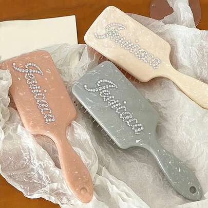 [Customized]Personalized Hair Brush Acrylic Handle Paddle Brush Custom Rhinestone Personalization Custom Name Letter Airbag Finish Perfect Gift For Young Girls Bride Bridesmaids Party Valentines Friend Pink Gift,Multi-Functional,Space-Saving,Ornamental,Letter,Exquisite,Stylish,Vintage,Unique,Customized,Personalized,Custom,Ideal Gifts For Her,Girlfriend,Her,Grandparents,For Anniversaries,For Weddings