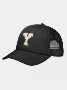 1 pezzo Cappellino da baseball regolabile per bambini, personalizzabile con lettere dall A alla Z, 24 lettere, cappello protettivo dal sole da esterno per bambini e bambine - nero - Visualizzare 16