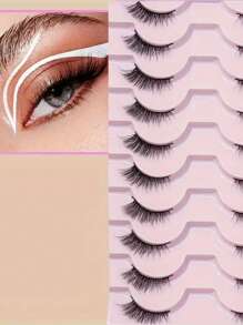 LIMEIKAI 10 Pairs Half Eye Lashes End Eye Elongated False Eyelashes Naturally Half-Eye Cross Fluffy Reusable Lashes