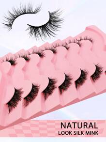 7 Pairs 15mm Cat Eye Half-Strip False Eyelashes, 3/4 Length Natural Look Lashes, Eyelash Extensions - Black - View 6