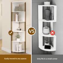 Étagère D'angle à 6 Ebenex - 174.8 Cm De Haut - Bibliothèque D'angle Moderne En Zigzag - 6 étagères - Petites étagères Ouvertes Pour Salon, Bureau à Domicile, Petit Espace - Blanc - 黑與白 - 查看 2