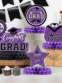 8 件毕业主题蜂巢挂饰、毕业季主题派对背景桌面装饰用品、毕业帽印花蜂巢、毕业日摄影道具、2025 年毕业派对家庭房间桌面中心装饰、派对小礼品