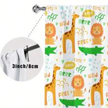 2 件可爱的卡通狮子、长颈鹿和鳄鱼浴帘，采用优质防水防污面料制成，轻松打造一个有趣而温馨的浴室，孩子和大人都会喜欢。