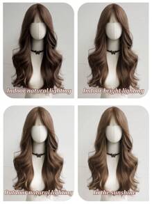 XIXISNOW Long Wave 24 Inch Natural Woman Wigs High Quality Flax Brown Wig For Women Daily Use