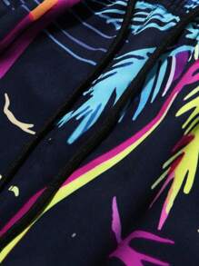 Men's Summer Sports Shorts, Gradient Palm Tree Print Decor, Suitable For Beach, Sports, And Vacation