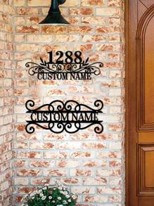 1pc Custom Vintage Metal Doorplate Decorative Art, Rural Street Nameplate Wall Decorations - Personalized Door Numbers And Text - Wall-Mounted Multifunctional Address Signs, House Numbers, Outdoor Address Signs, Farmhouse Door Art,Graphic Print