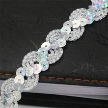 5 米 S 形亮片蕾丝边饰面料闪光丝带适用于服装帽子缝纫装饰 DIY 手工工艺配件