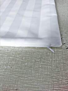 duoxia 1 vỏ gối sọc trắng tinh 3cm có khóa kéo ẩn, mềm mại và thân thiện với da, dùng cho gia đình, khách sạn, vỏ gối sofa sợi polyester, trang trí, không có ruột - trắng - Xem 8